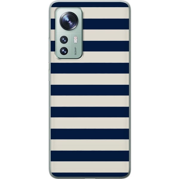 Kompatibel Mobilcover til Xiaomi 12 Stribet marineblå striber marineblå hvid nautisk mønster maritim mode inspiration tidløst klassisk mønster