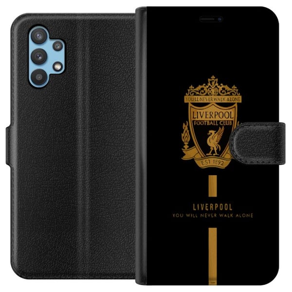 Kompatibelt Plånboksfodral till Samsung Galaxy A32 5G Liverpool emblem officiell klubbdesign 2025