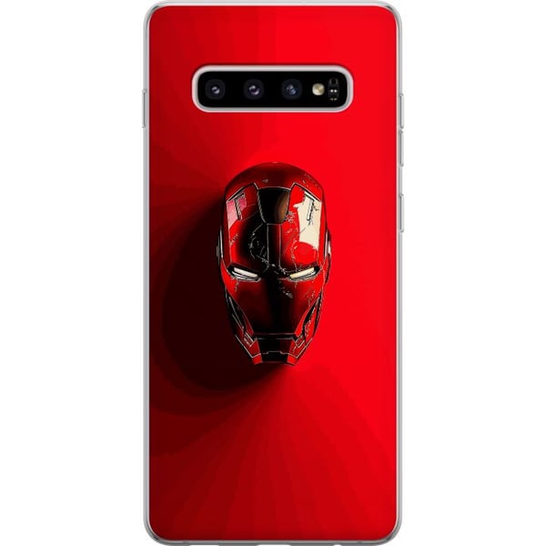 Kompatibel Mobilcover til Samsung Galaxy S10+ Iron Man Marvel hjelm plakat Avengers Tony Stark maske rød superhelt retro tegneserieillustration desig