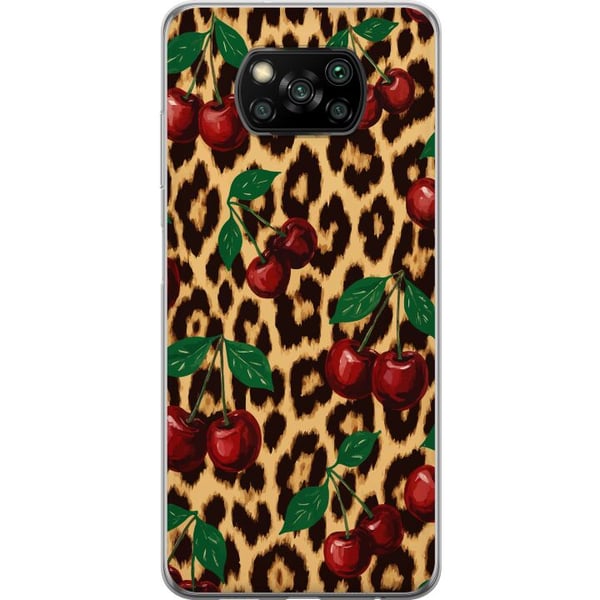 Kompatibel Mobilcover til Xiaomi Poco X3 NFC Kirsebær leopardmønster kirsebær retro rockabilly pinupstil kirsebærtryk leopardbaggrund modekunst