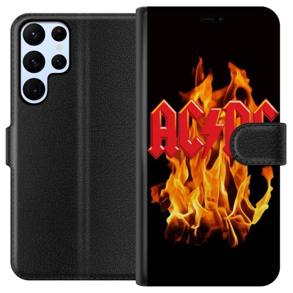 Yhteensopiva Lompakkokotelo Samsung Galaxy S22 Ultra 5G ACDC Flames Rockmusiikkiyhtye Kitara