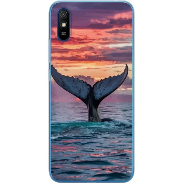 Kompatibel Mobilcover til Xiaomi Redmi 9A Hvalhale i solnedgang med tropisk himmel og stille hav-inspireret design med rolig energi og magisk stemnin
