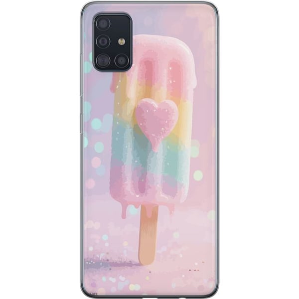 Kompatibelt Mobilskal till Samsung Galaxy A51 Pastellglass med hjärta söt design med smältande färger och glitter för sommar och candy stil