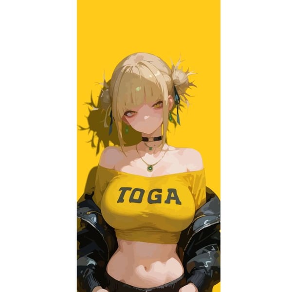 Yhteensopiva Lompakkokotelo Apple iPhone 13 Pro Keltainen animesta inspiroitunut kuvitus, jossa on vaaleahiuksinen hahmo, voimakas tausta, kawaii-tyy