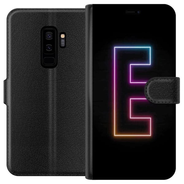 Kompatibelt Lommeboketui til Samsung Galaxy S9+ Minimalistisk neonbokstav E i lysende farger mot mørk bakgrunn Kompatibelt Lommeboketui til Samsung Galaxy S9+ Minimalistisk neonbokstav E i lysende farger mot mørk bakgrunn