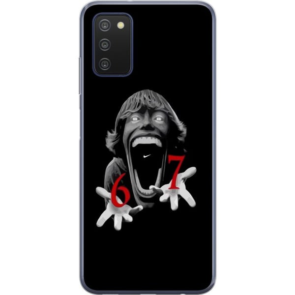 Kompatibelt Mobildeksel til Samsung Galaxy A03s 67-meme-skrekkansikt svart og rødt – skrekk-inspirert viral 6–7-design med sterk kontrast og ikonisk
