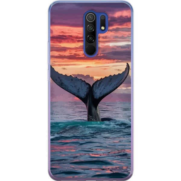 Kompatibel Mobilcover til Xiaomi Redmi 9 Hvalhale i solnedgang med tropisk himmel og stille hav-inspireret design med rolig energi og magisk stemning