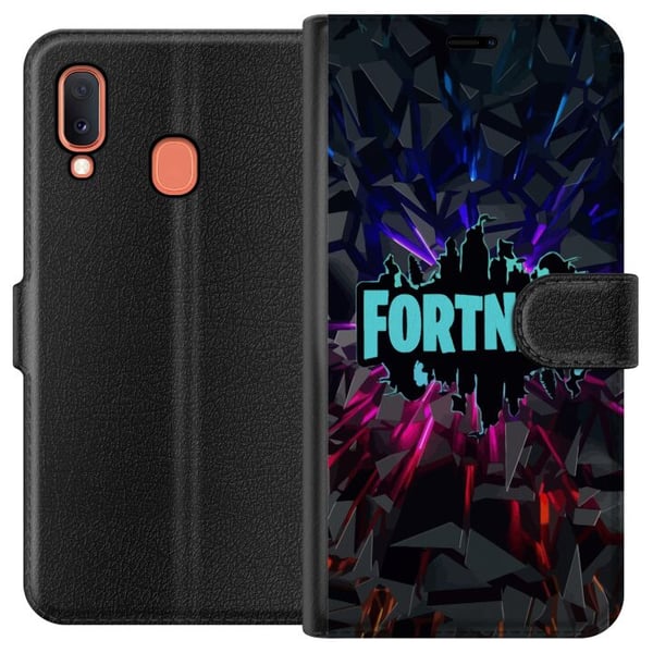 Kompatibelt Lommeboketui til Samsung Galaxy A20e Spillinspirert abstrakt logo i neon med eksploderende former og dynamisk energi Kompatibelt Lommeboketui til Samsung Galaxy A20e Spillinspirert abstrakt logo i neon med eksploderende former og dynamisk energi
