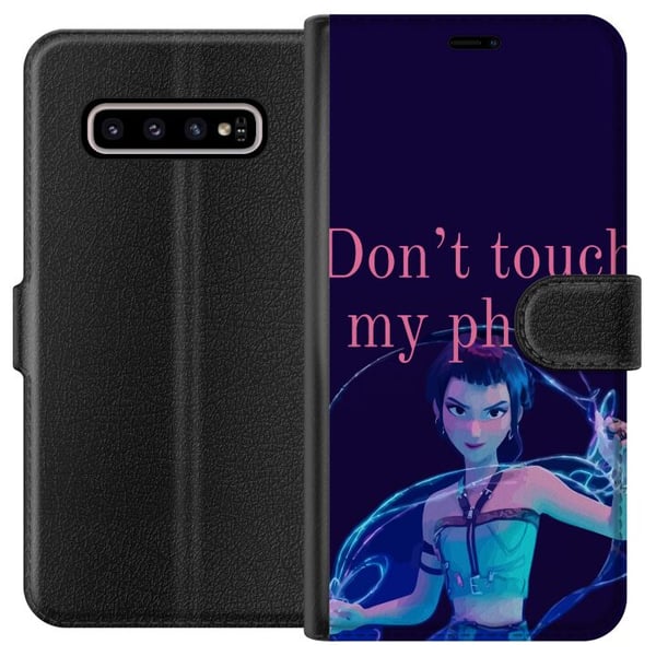 Kompatibel Tegnebogsetui til Samsung Galaxy S10+ K-pop Rør ikke min telefon – Sjov illustration med animeret karakter