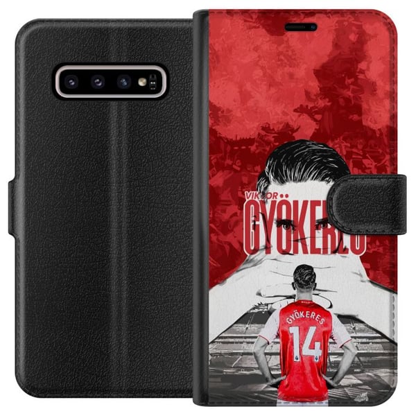Kompatibel Tegnebogsetui til Samsung Galaxy S10+ Viktor Gyökeres Red Passion Design fodboldinspireret kunst med stærk energi, kraft og sporty stemnin
