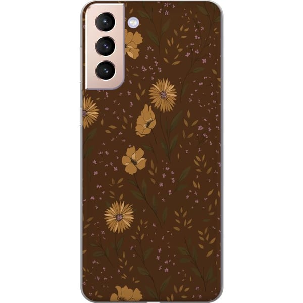 Kompatibelt Mobildeksel til Samsung Galaxy S21 Retro blomstermønster brun bakgrunn blomster vintage 70-tallsstil bohemsk tapetdesign trykk Kompatibelt Mobildeksel til Samsung Galaxy S21 Retro blomstermønster brun bakgrunn blomster vintage 70-tallsstil bohemsk tapetdesign trykk
