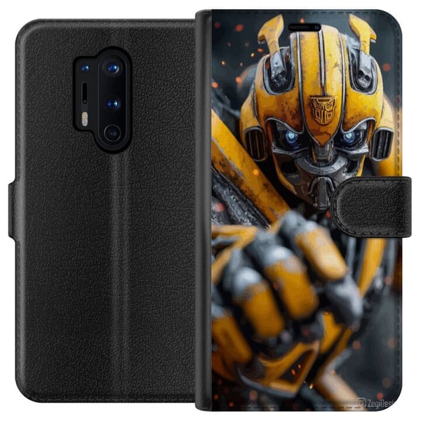 Kompatibel Tegnebogsetui til OnePlus 8 Pro Bumblebee Transformers gul robot mecha sci-fi actionkriger detaljeret cyberpunkheltemotiv plakat