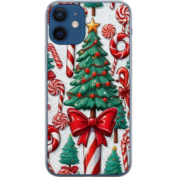 Kompatibel Mobilcover til Apple iPhone 12 Juletræ plakat juletræ sukkerstang slik høytidsslik julemotiv retro sukkerstænger design kunst
