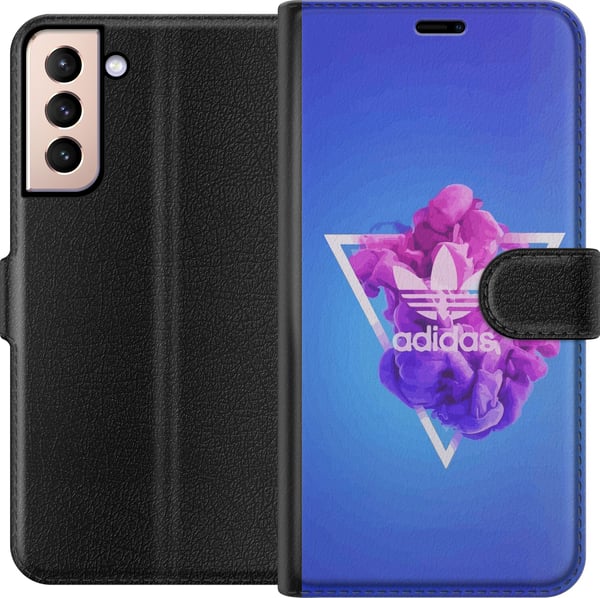 Kompatibelt Plånboksfodral till Samsung Galaxy S21 Adidas-inspirerad blå design – sportigt motiv med retrovibe i blå toner
