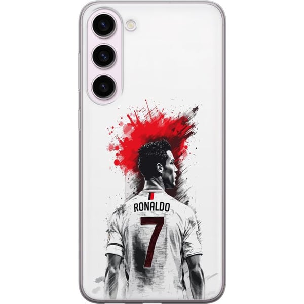 Yhteensopiva Puhelinkuori Samsung Galaxy S23+ Ronaldo Red Energy -aihe, jossa Cristiano Ronaldo on tyylitellyssä puna-valkoisessa designissa ja ilme