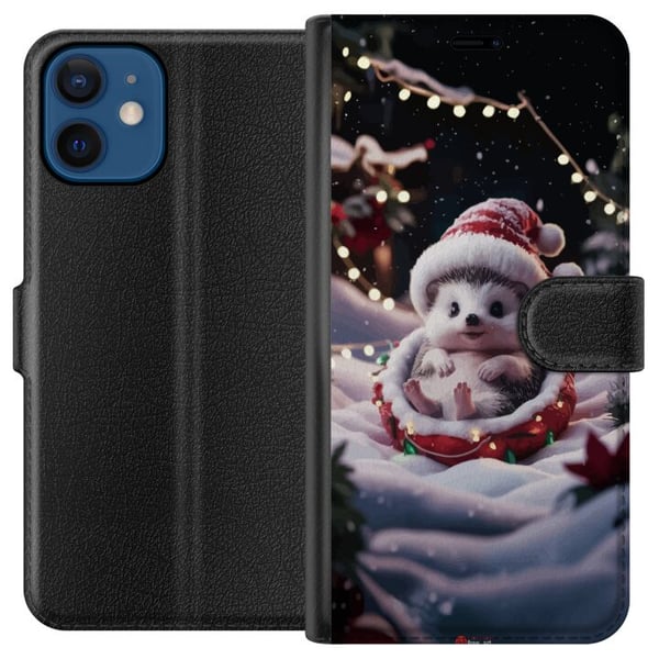 Yhteensopiva Lompakkokotelo Apple iPhone 12 mini Jouluinen siili söpö talvi kodikkaat valot joulupukin hattu siili söpö joulu ihastuttava loma julist