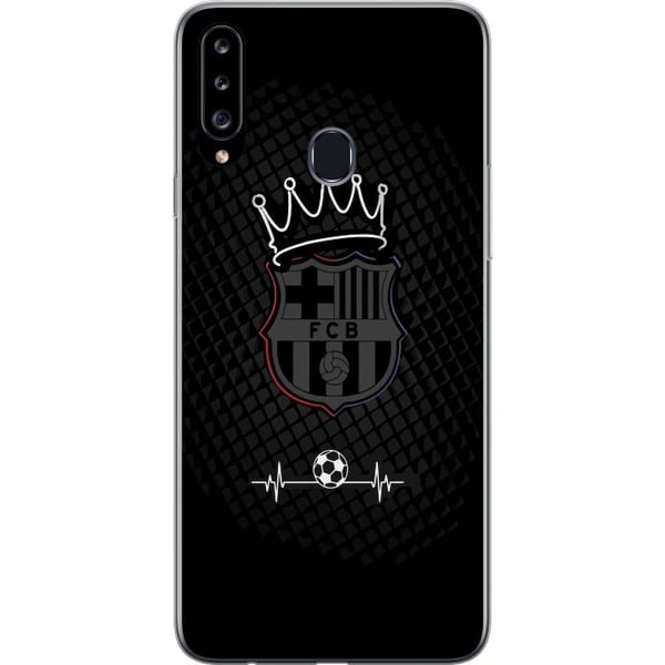 Kompatibelt Mobilskal till Samsung Galaxy A20s FC Barcelona Emblem Fotboll Motiv Blå Röd Klubblogo