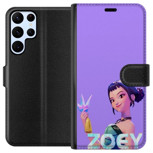 Kompatibelt Plånboksfodral till Samsung Galaxy S22 Ultra 5G Kpop Demon Hunters Zoey Crystal Weapon Mystic Glow Idol Aesthetic