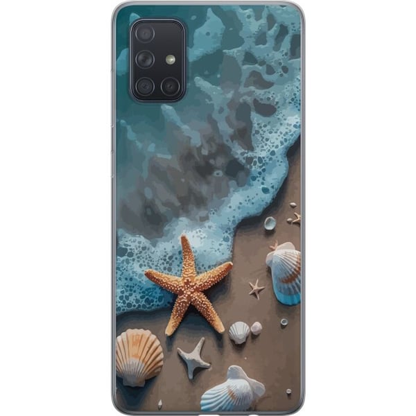 Kompatibel Mobilcover til Samsung Galaxy A71 Søstjerne og muslinger stranddesign med rolige bølger hav og sand inspireret af feriestemning natur og h