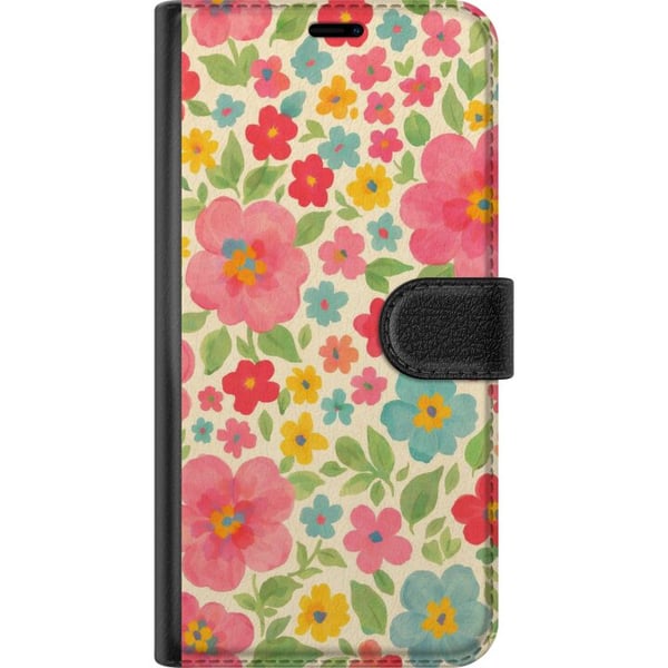 Kompatibelt Plånboksfodral till Samsung Galaxy A32 5G Lekfulla blommor i färgstarkt handmålat mönster