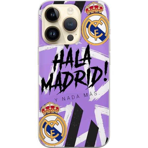 Kompatibel Mobilcover til Apple iPhone 14 Pro Lilla Hala Madrid-design med klubemblem og kraftfuld sportsgrafik, perfekt til fodboldfans, der elsker