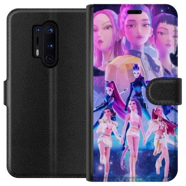Kompatibel Tegnebogsetui til OnePlus 8 Pro Kosmisk neonmiljø med K-pop-inspireret pigegruppe i futuristisk scenografi