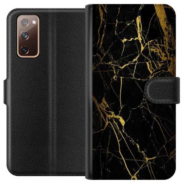 Kompatibelt Plånboksfodral till Samsung Galaxy S20 FE Marble Black&Gold