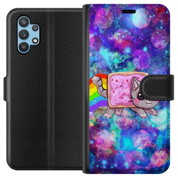 Kompatibelt Plånboksfodral till Samsung Galaxy A32 5G Flygande katt Kompatibelt Plånboksfodral till Samsung Galaxy A32 5G Flygande katt
