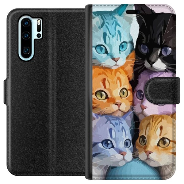 Yhteensopiva Lompakkokotelo Huawei P30 Pro Värikkäät Kissat