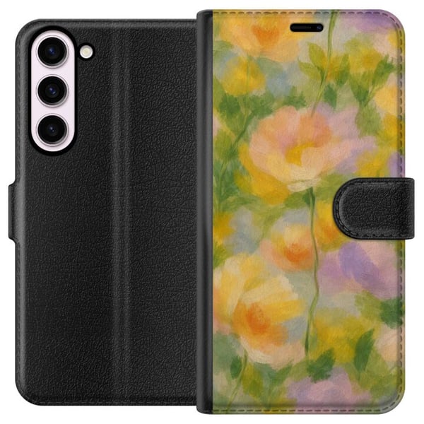 Kompatibelt Lommeboketui til Samsung Galaxy S23+ Solvarme blomster i håndmalt romantisk stil Kompatibelt Lommeboketui til Samsung Galaxy S23+ Solvarme blomster i håndmalt romantisk stil
