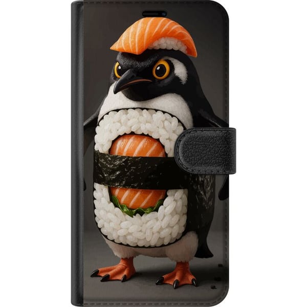 Yhteensopiva Lompakkokotelo OnePlus 8 Pro Sushipingviinidesign – Luova kawaii-aihe, jossa on lohta, riisiä ja merilevää