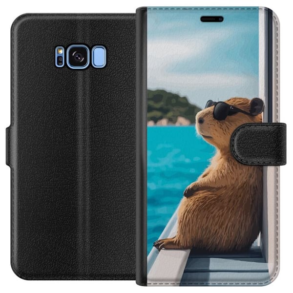 Yhteensopiva Lompakkokotelo Samsung Galaxy S8 Kapybara meren rannalla aurinkolasit päässä, humoristinen ja viehättävä design rennolla lomatunnelmalla Yhteensopiva Lompakkokotelo Samsung Galaxy S8 Kapybara meren rannalla aurinkolasit päässä, humoristinen ja viehättävä design rennolla lomatunnelmalla