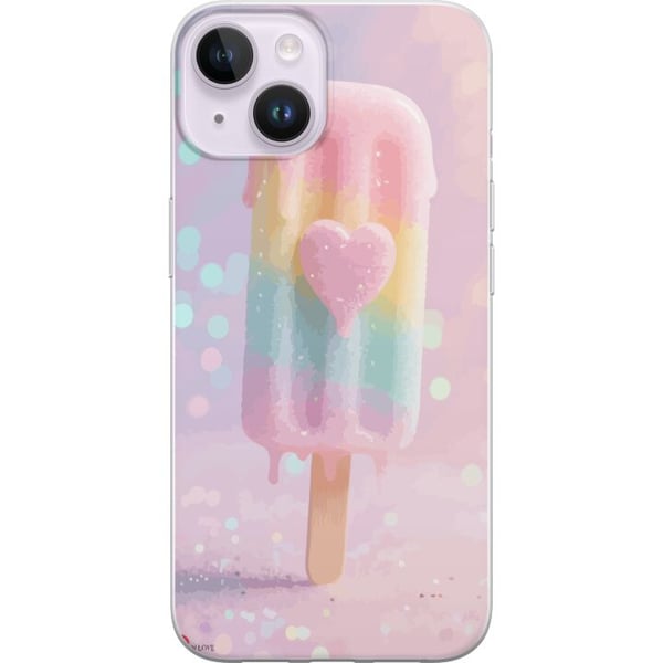 Yhteensopiva Puhelinkuori Apple iPhone 14 Plus Sydämellä koristeltu pastellijäätelö, sulavien värien ja glitterin söpö design kesään ja karkkityyliin
