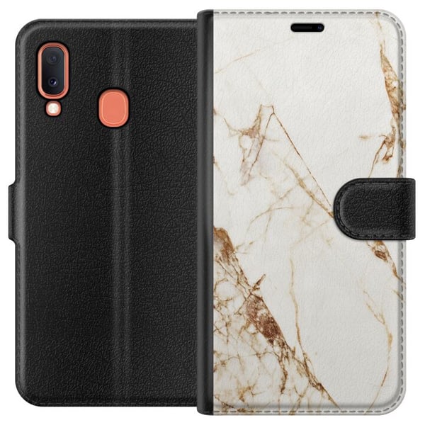 Kompatibelt Plånboksfodral till Samsung Galaxy A20e Vit marmor Kompatibelt Plånboksfodral till Samsung Galaxy A20e Vit marmor