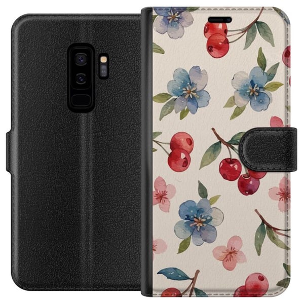 Yhteensopiva Lompakkokotelo Samsung Galaxy S9+ Marjat & Kukat - kuvio, jossa on sinisiä kukkia ja metsänmarjoja Yhteensopiva Lompakkokotelo Samsung Galaxy S9+ Marjat & Kukat - kuvio, jossa on sinisiä kukkia ja metsänmarjoja