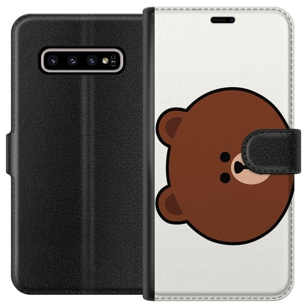 Kompatibelt Plånboksfodral till Samsung Galaxy S10+ line friends brown