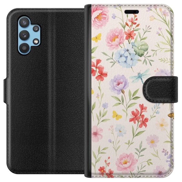 Kompatibelt Plånboksfodral till Samsung Galaxy A32 5G Blommor Kompatibelt Plånboksfodral till Samsung Galaxy A32 5G Blommor