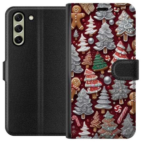 Kompatibel Tegnebogsetui til Samsung Galaxy S21 FE 5G julesmåkager julesmåkager peberkager grantræer peberkager julemotiv sukkerstok juletræ design