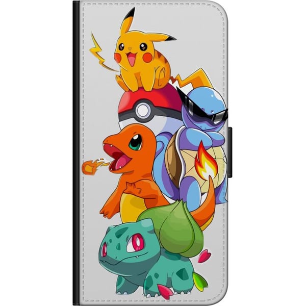 Kompatibel Tegnebogsetui til Motorola Moto G9 Play Pokémon Pikachu Charmander Squirtle Bulbasaur – farverig Pokémon-stakillustration med fire populær