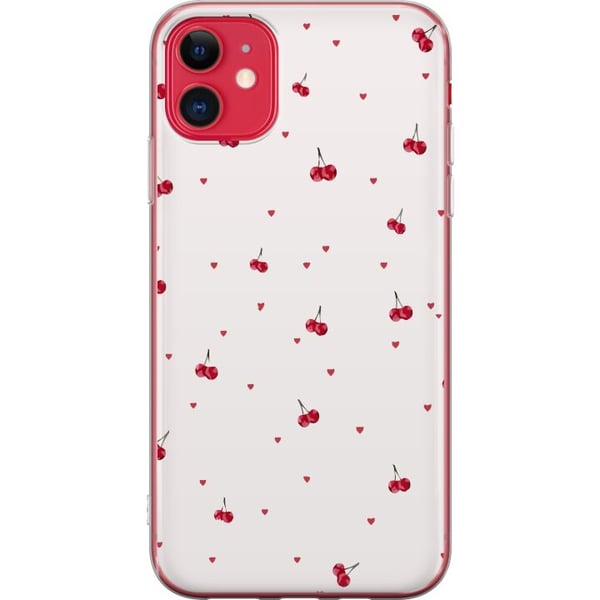 Kompatibelt Mobilskal till Apple iPhone 11 Körsbär och hjärtan på vit bakgrund söt romantisk design med minimalistisk känsla och mjuka toner