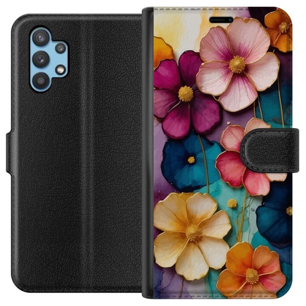 Kompatibelt Plånboksfodral till Samsung Galaxy A32 5G Blommor Färger Kompatibelt Plånboksfodral till Samsung Galaxy A32 5G Blommor Färger