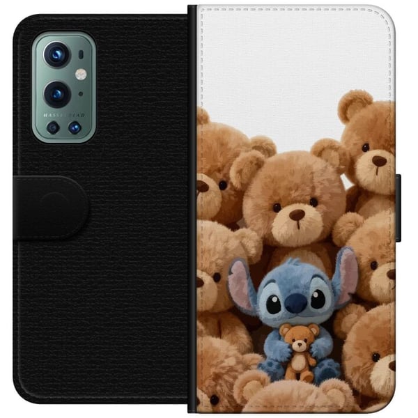 Kompatibelt Lommeboketui til OnePlus 9 Pro Søt og trygg illustrasjon med fantasifigur omgitt av bamser i varm stil
