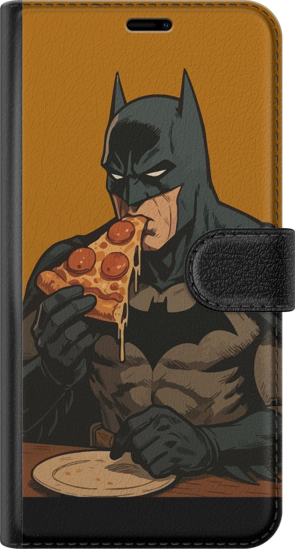 Yhteensopiva Lompakkokotelo Apple iPhone 11 Batman-juliste syö pizzaa DC Comics -sankari sarjakuva retro huumori hauska ruoka-aiheinen kuvitus hauska