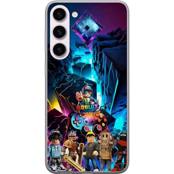 Kompatibel Mobilcover til Samsung Galaxy S23+ Roblox futuristisk neonverden med spilcontrollere, figurer og lyseffekter – perfekt til alle gamingfans