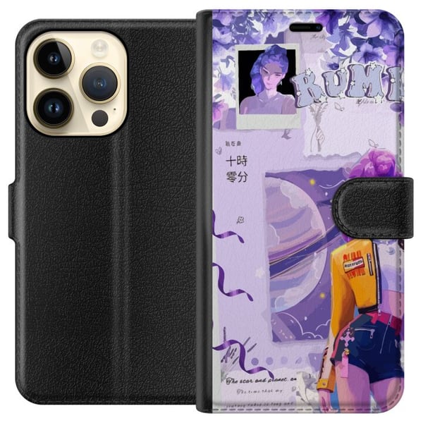 Kompatibelt Lommeboketui til Apple iPhone 14 Pro Kpop Demonjegere Rumi Kosmisk planet Lilla fantasi Idolestetikk