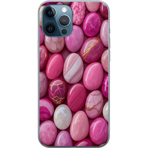 Kompatibel Mobilcover til Apple iPhone 12 Pro Rosa marmorsten luksuriøst pastelmønster med blank overflade perfekt til moderne og chic design