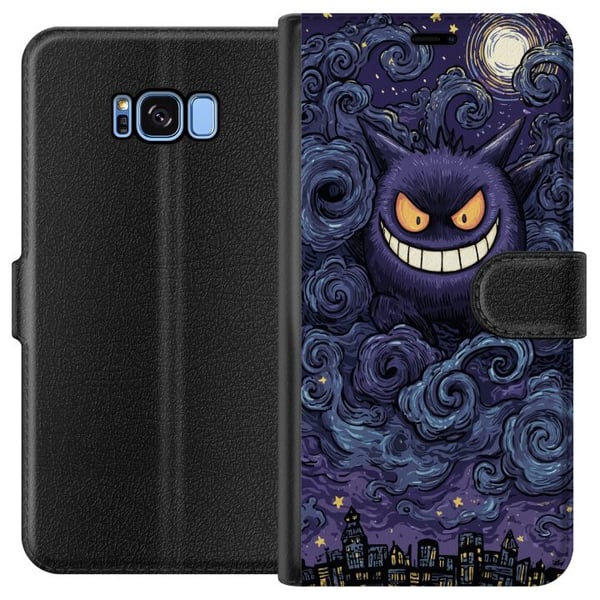Kompatibelt Plånboksfodral till Samsung Galaxy S8 Pokémon Gengar illustration – Mörkt motiv med stjärnhimmel och stadskonst