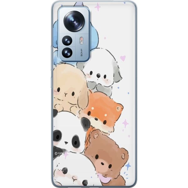 Kompatibelt Mobilskal till Xiaomi 12 Pro Söt stapel av kawaii djur i pastellfärger charmig skissad illustration perfekt för dig som gillar gulliga mo
