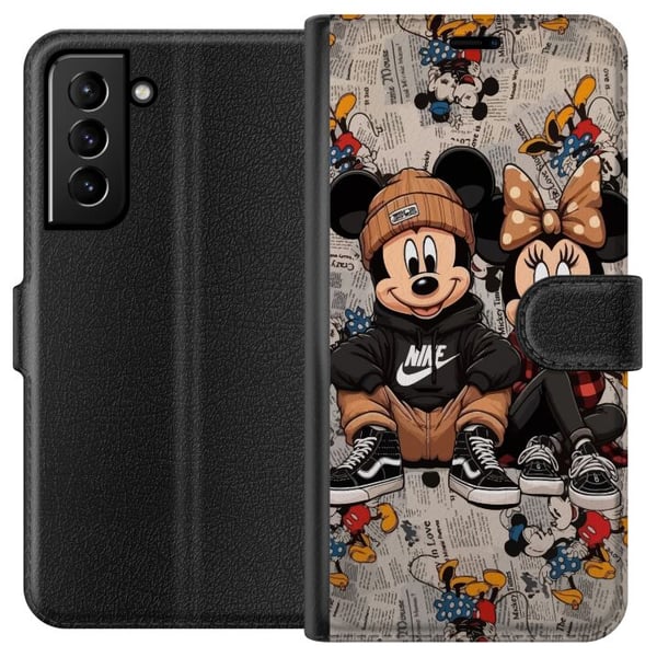 Kompatibel Tegnebogsetui til Samsung Galaxy S21+ 5G Tegnet museduo i streetwear med kasketter sneakers urban illustration Kompatibel Tegnebogsetui til Samsung Galaxy S21+ 5G Tegnet museduo i streetwear med kasketter sneakers urban illustration