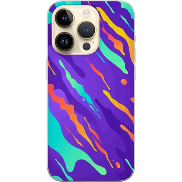Yhteensopiva Puhelinkuori Apple iPhone 14 Pro Värikäs abstrakti kuvio, jossa on virtaavia muotoja modernissa designissa
